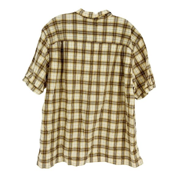 LL Bean Shirts Mens XL Short Sleeve Brown Plaid Button Up Slightly Fitte… - Picture 2 of 8